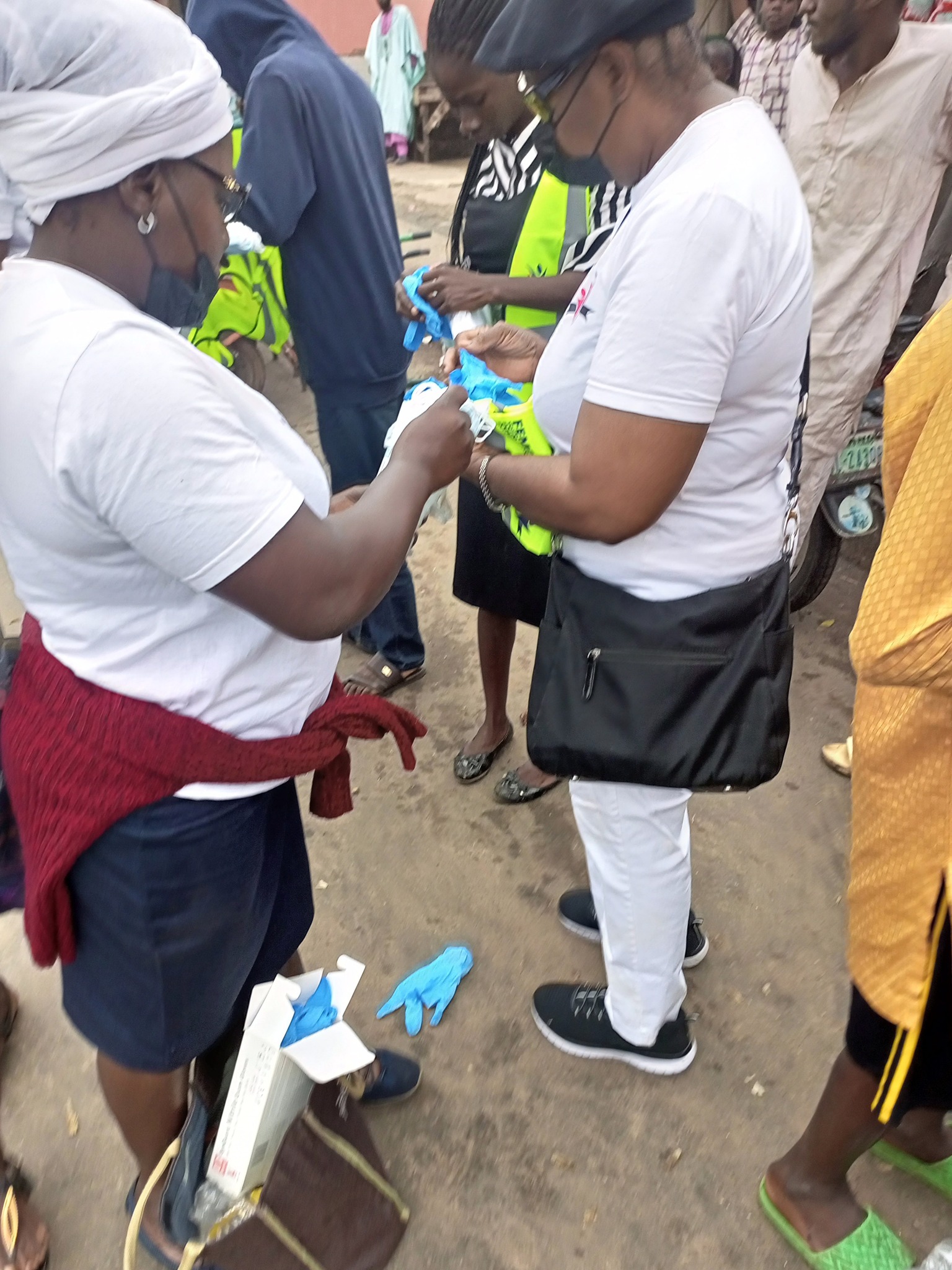 Waste bag collection during community sanitation exercise.